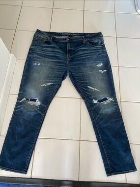 American Eagle Outfitters Men’s Distressed Dark Indigo Slim Jeans